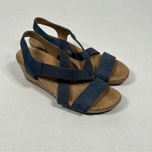 Life Stride Navy Mexico Wedge Sandal Size 6.5
